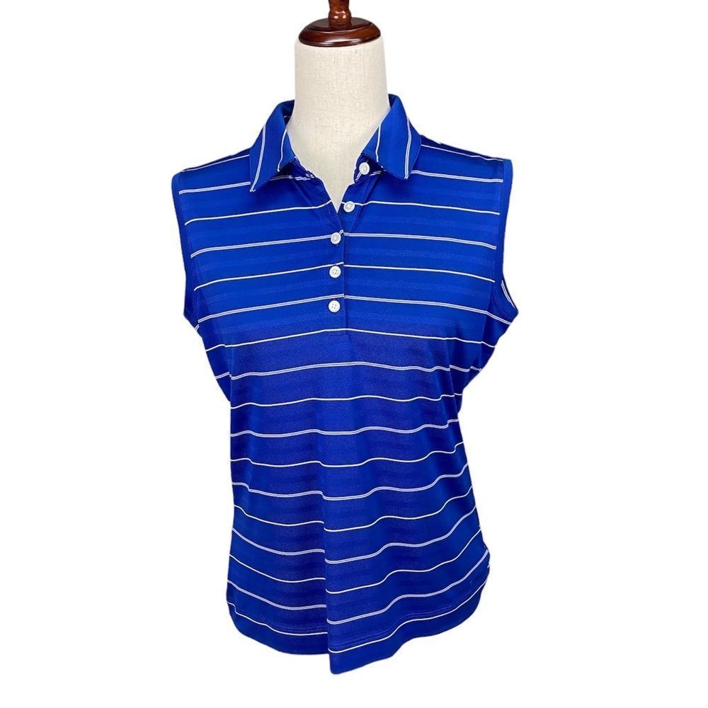 Women’s Nike Blue White Striped Sleeveless Polo Tank Top